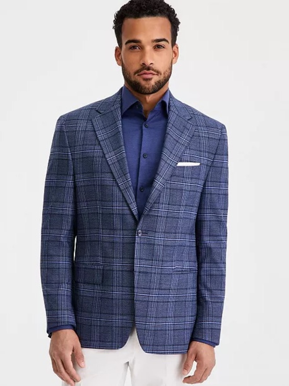 Michael Kors Men's Classic-Fit Sport Coat Blue Plaid